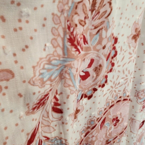 Torrid Swiss Linen Surplice Midi Dress 2X Cream Soft Pink Floral Faux Wrap Lined - Picture 8 of 15